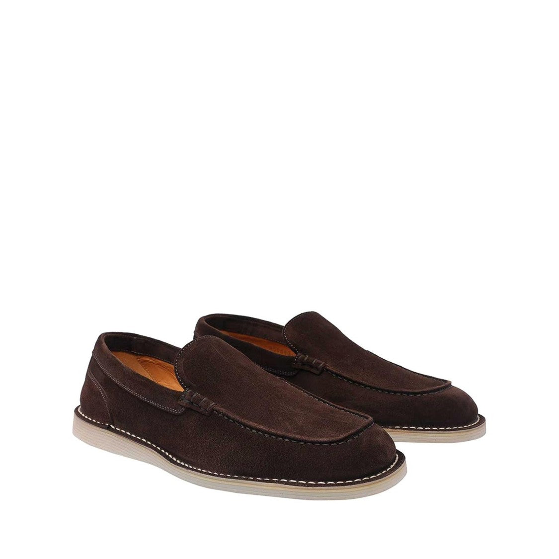 Dolce & Gabbana Brown Suede Loafers With Calfskin Footbed
