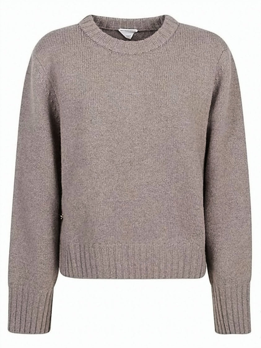 Bottega Veneta Cropped Wool Sweater With Round Neckline And Ribbed Details