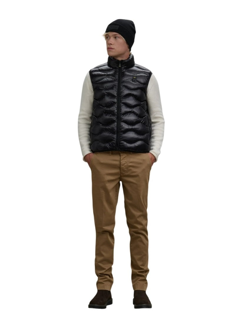 Blauer Water-Repellent Puffer Vest With Subtle Check Pattern