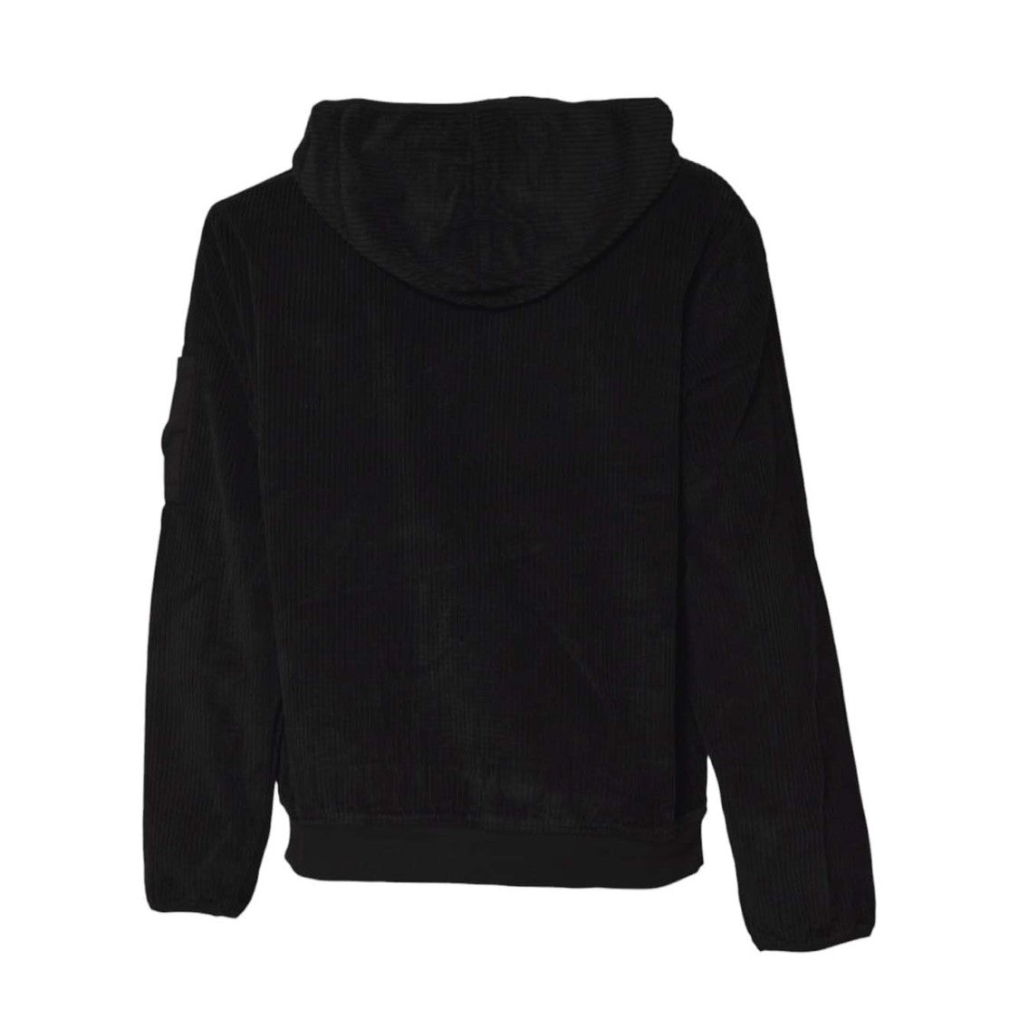 C.P. Company Black Corduroy Zip-Up Hoodie With Ribbed Texture And Distinctive Patch