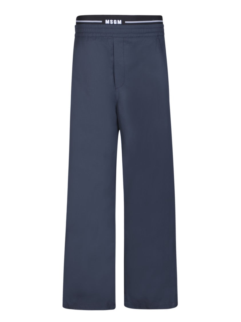 Msgm Blue Mid-Rise Fit Trousers