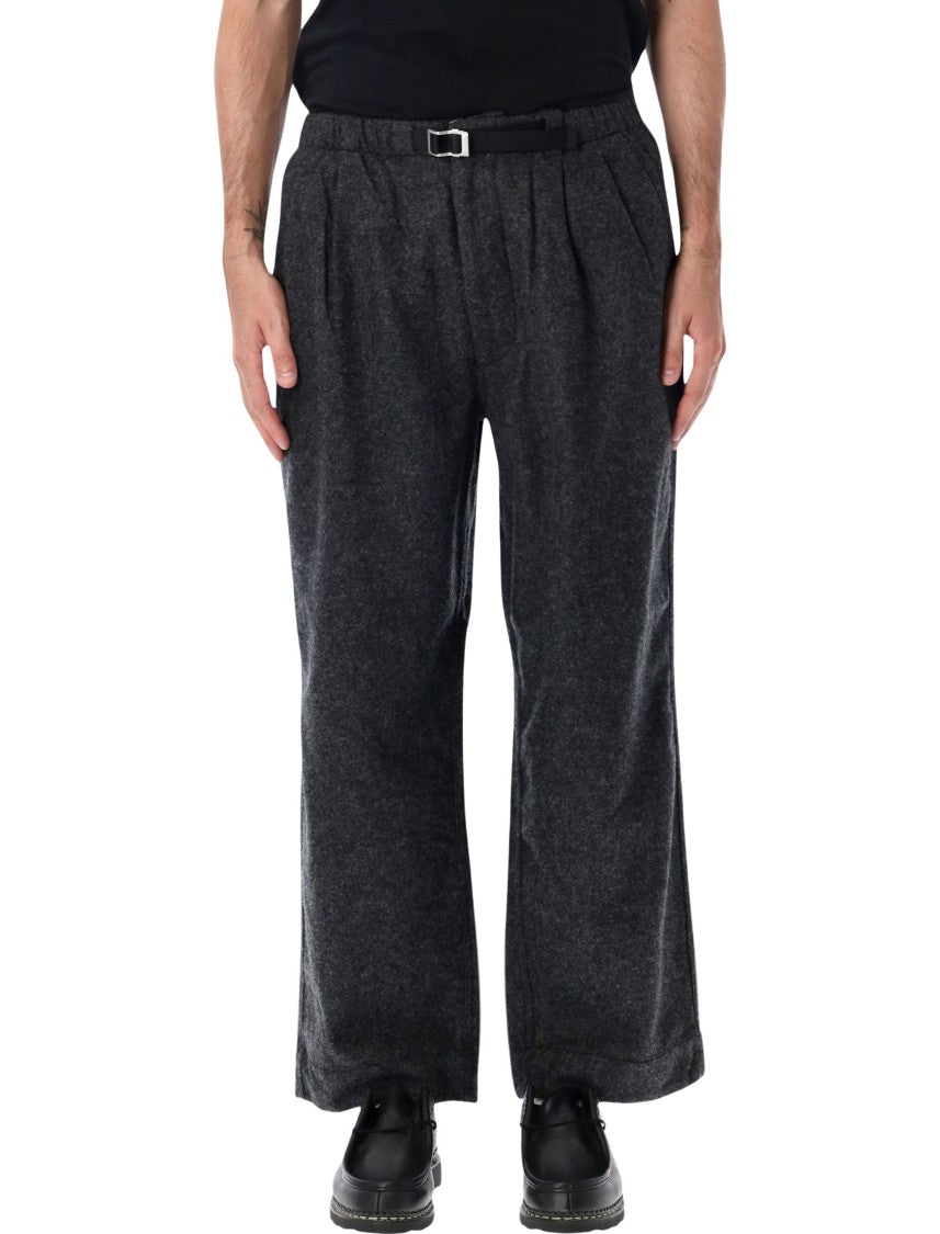 Namamica Relaxed Wide-Leg Belted Textured Melton Flared Pants