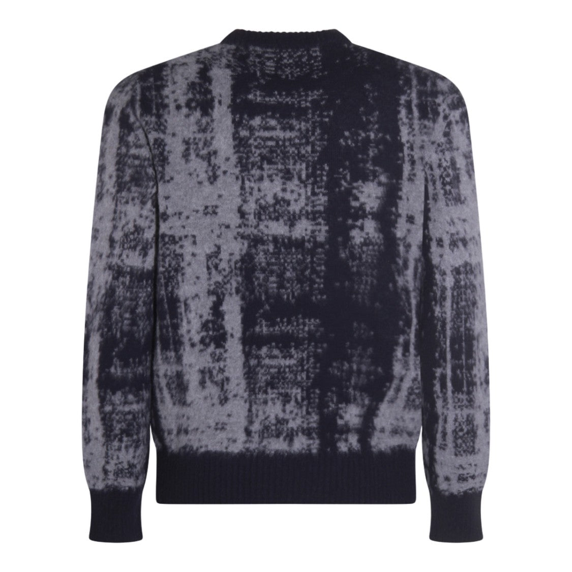 Piacenza Cashmere Textured Black Knit Sweater With Abstract Design