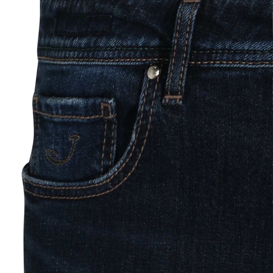 Jacob Cohen Dark Indigo Embroidered Slim Straight-Leg Jeans