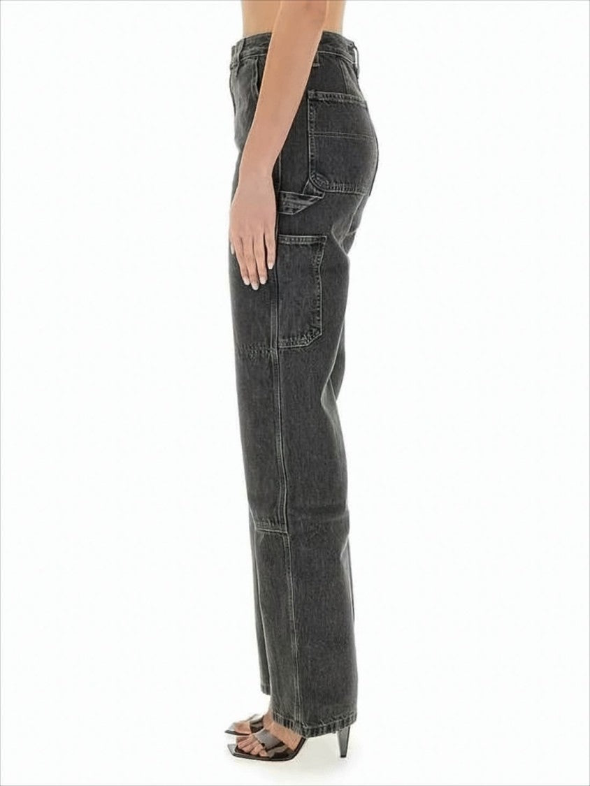 Helmut Lang Wide-Leg High-Waist Denim Pants With Utilitarian Detailing