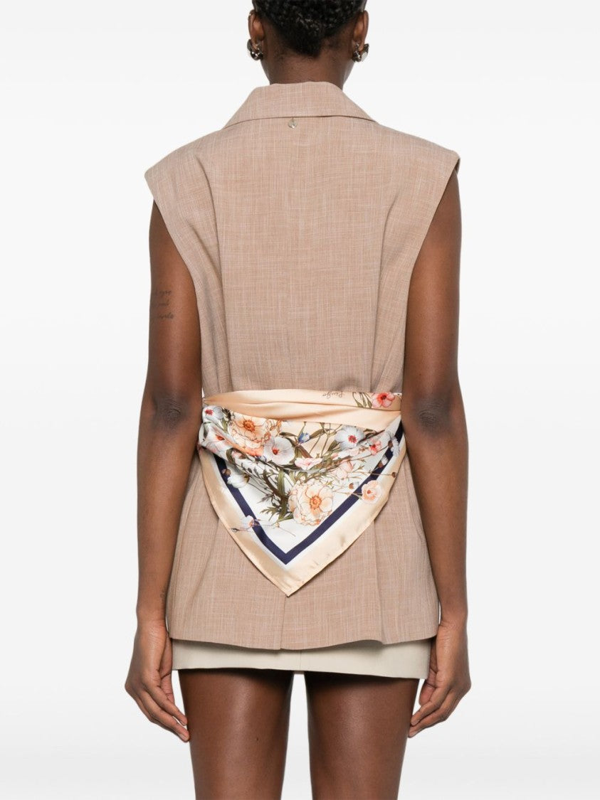 Liu Jo Light Brown Sleeveless Scarf Jacket