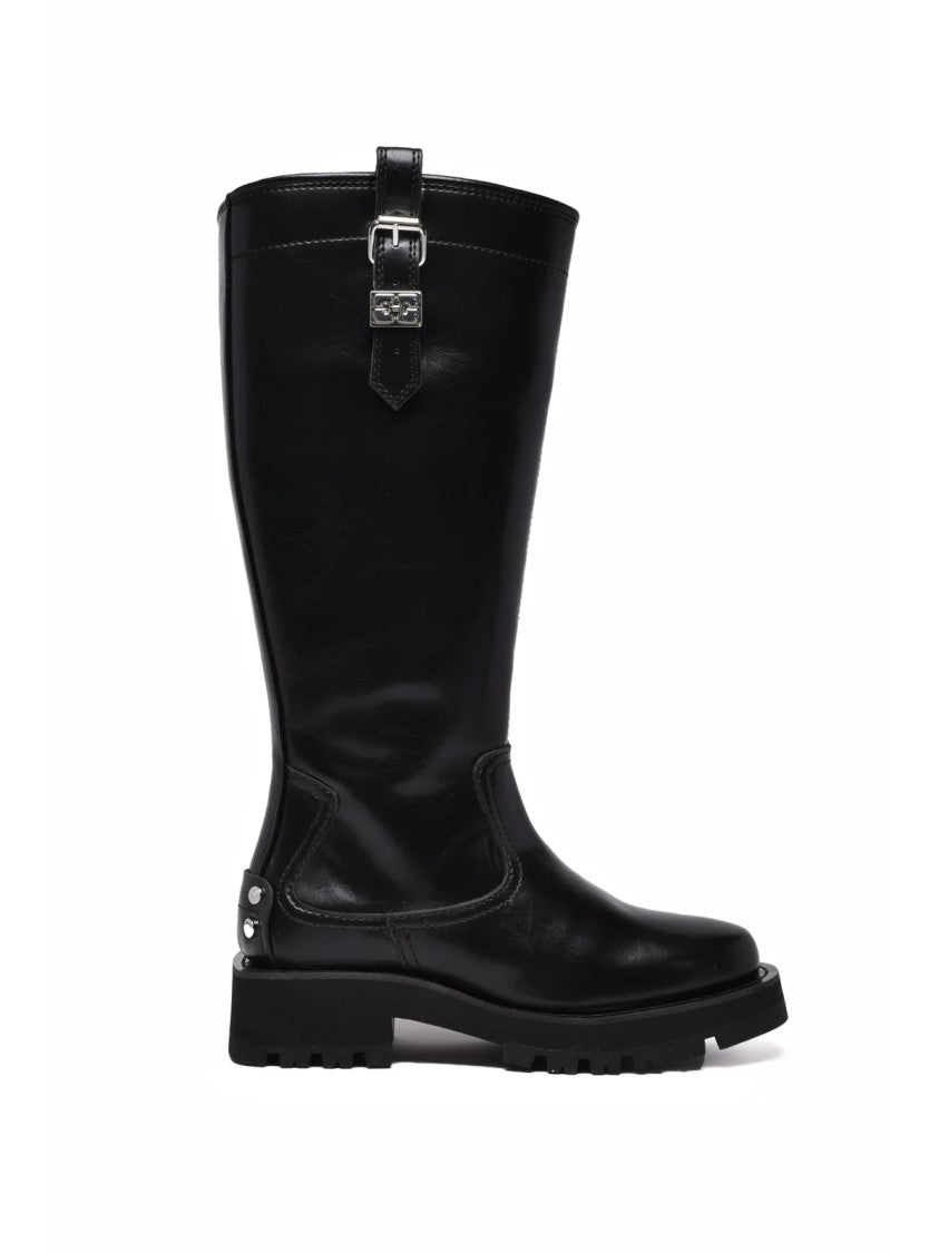 Ganni Black Rubber Geometric Boots