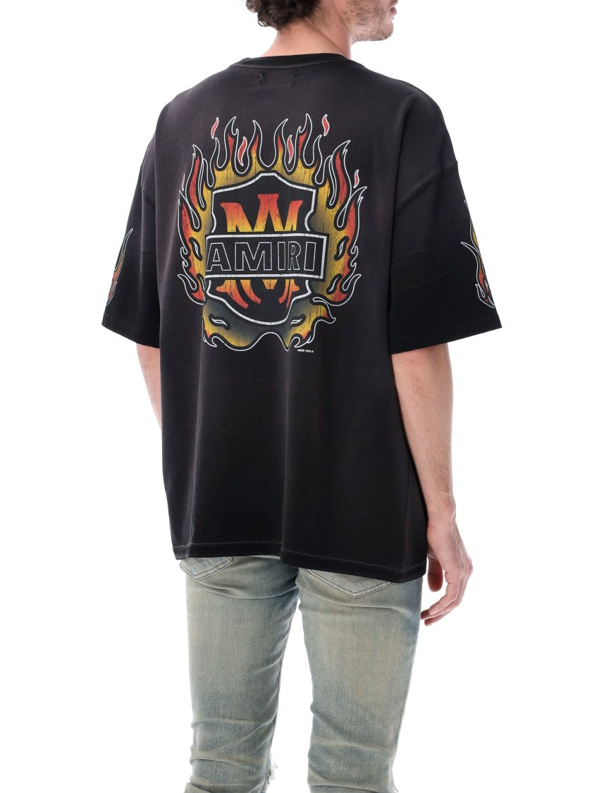 Amiri Flames Oversized Black Flame Graphic Tee