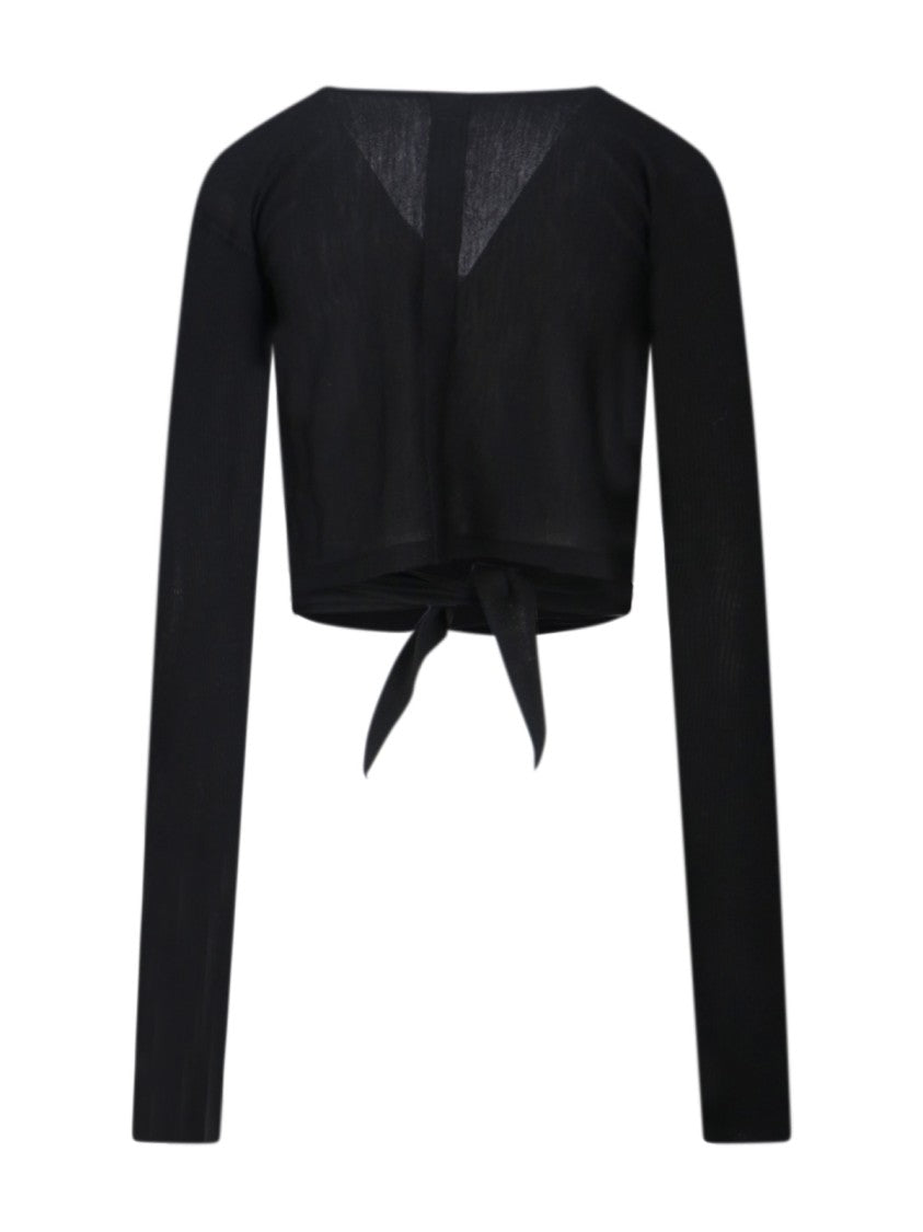 Rick Owens V-Neck Knit Top With Crossed Front Detail