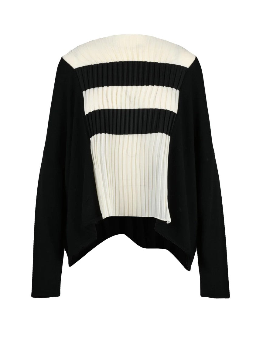 Pier Antonio Gaspari Black/White Boat Neck Virgin Wool Sweater