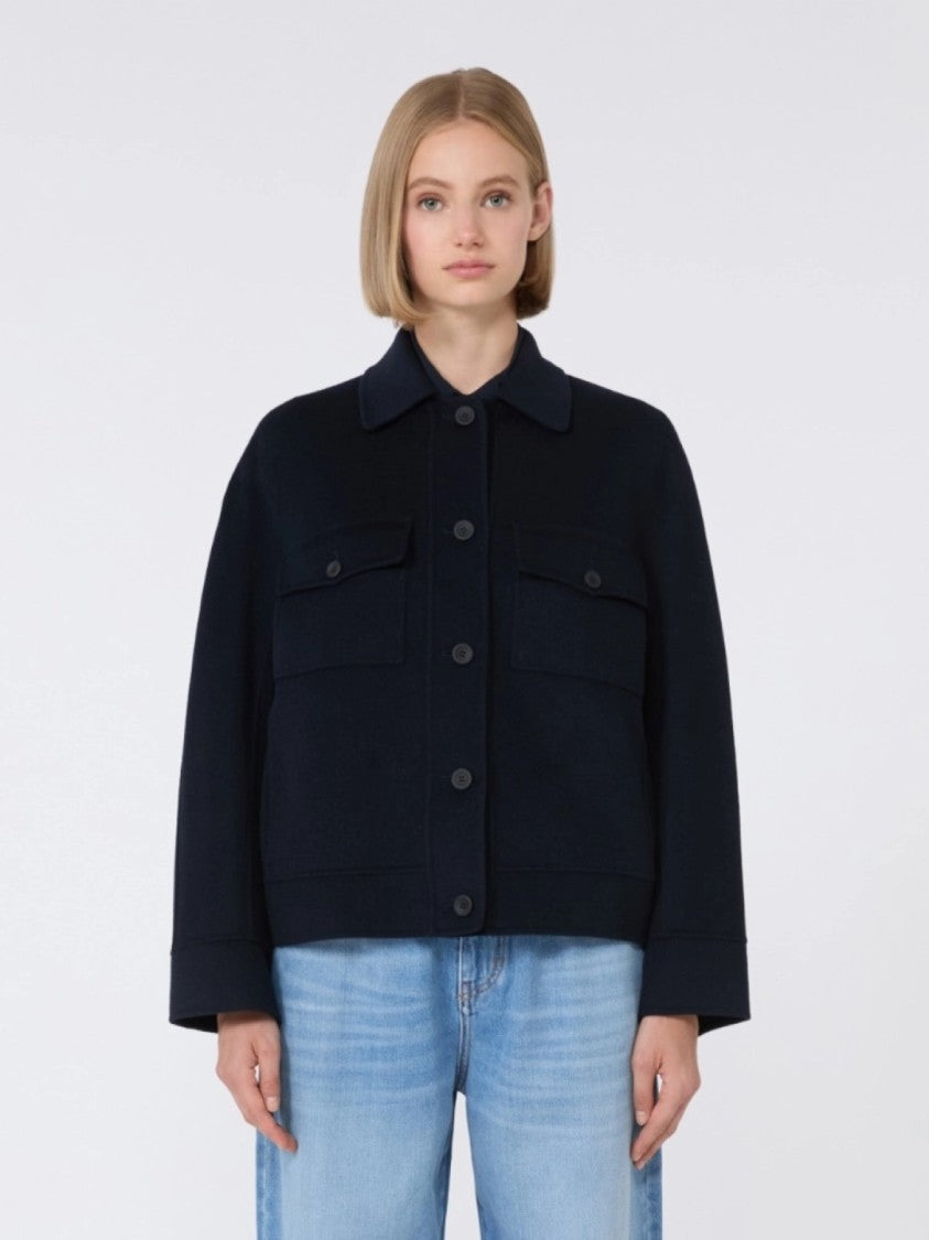 Max Mara Structured Blue Jacket With Virgin Wool