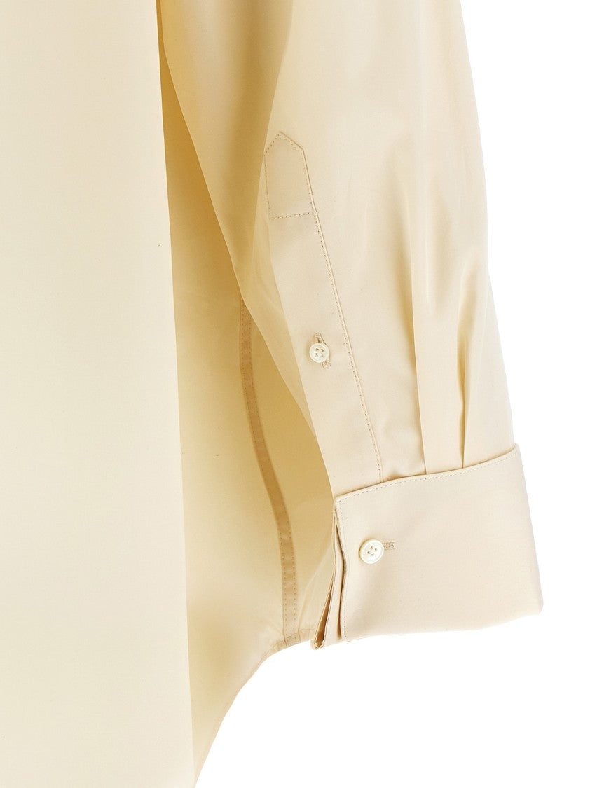Ami Pleated Cotton Poplin Shirt With Flap Collar
