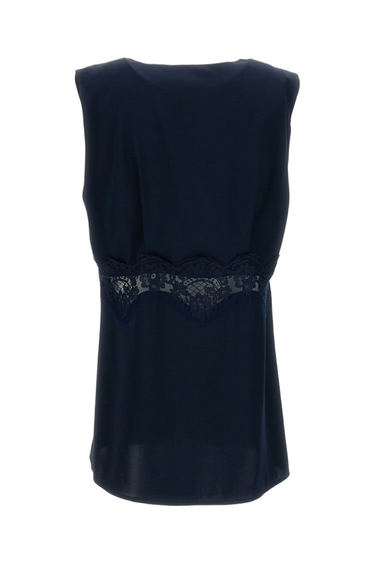 Parosh V-Neck Sleeveless Top With Lace Insert
