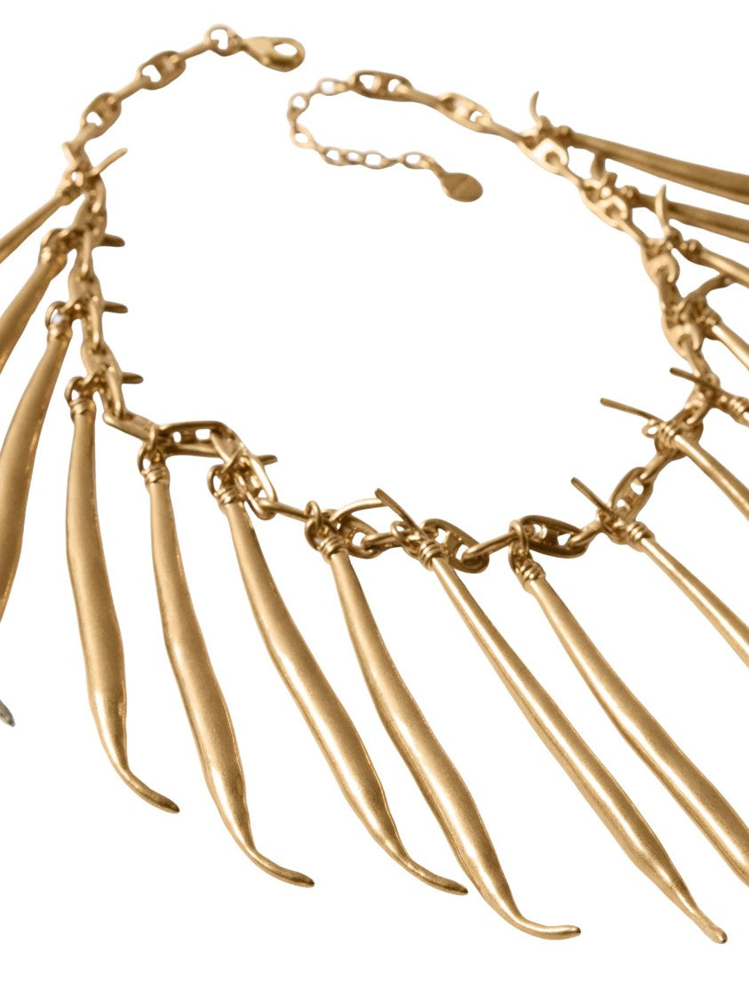 Jacquemus Gold Bean-Shaped Charm Brass Necklace