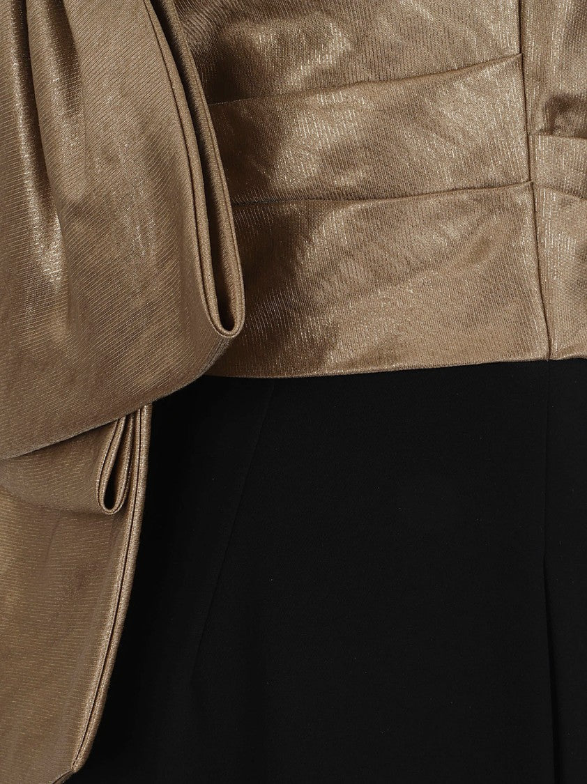 Lauren Ralph Lauren Strapless Metallic Draped Dress With Bow Detail