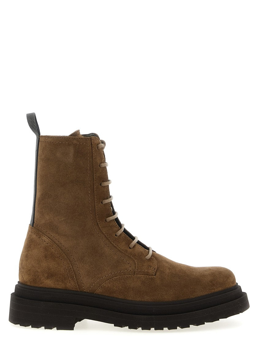 Brunello Cucinelli Monile Suede Combat Boots