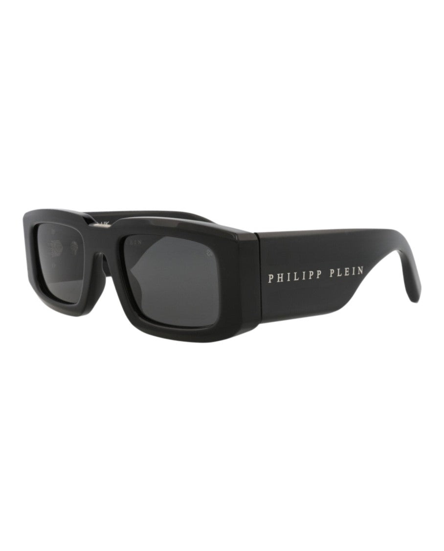 Philipp Plein Square-Frame Black Acetate Sunglasses With Saddle Nose Bridge