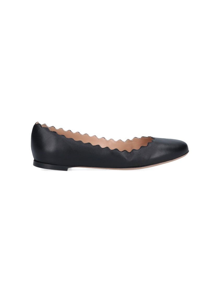 Chloé Pointed-Toe Scalloped-Edge Flats