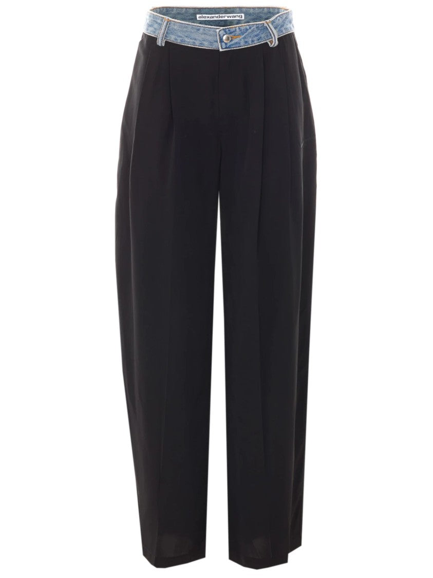 Alexander Wang Black Straight-Leg Denim Waistband Pants
