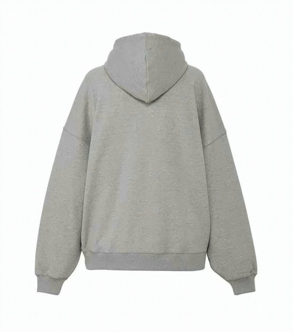 Onitsuka Tiger Relaxed Grey Zip-Up Hoodie With Adjustable Drawstring