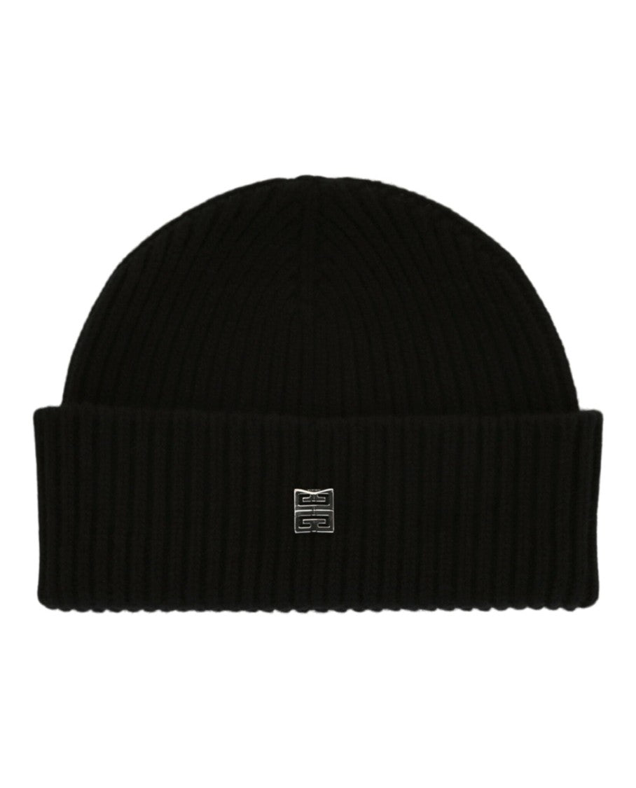 Givenchy Ribbed Wool-Blend Beanie With High-Polish Monogram Accent