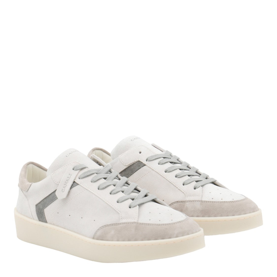 Canali Low-Top Suede Sneakers With Chevron Detailing