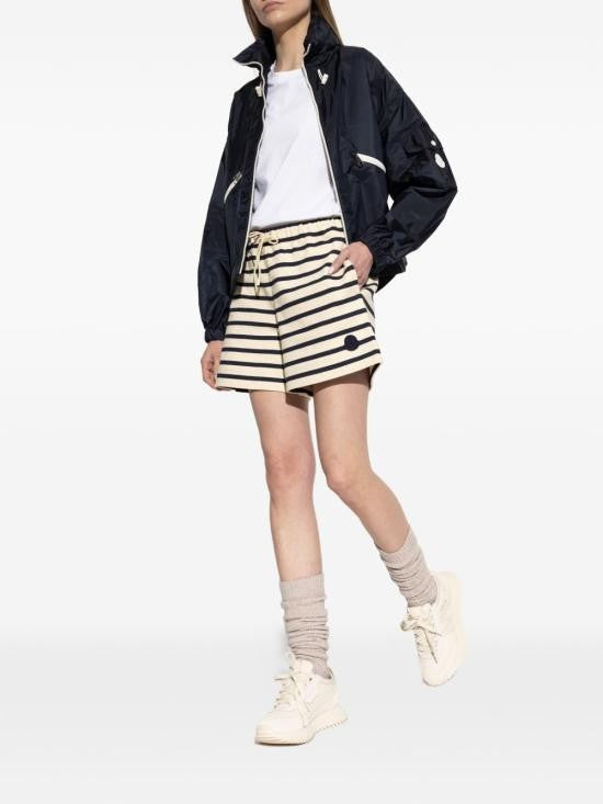 Moncler Puffed Sleeve Cotton Jersey Top With Eyelet Detailing