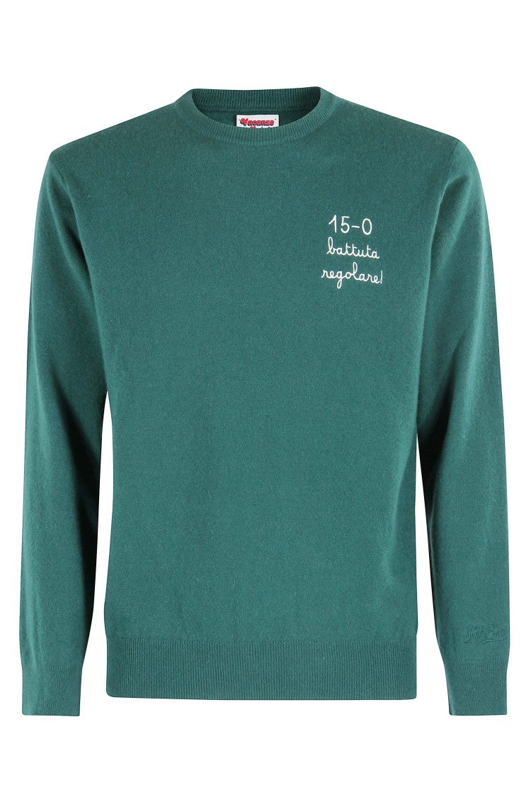 Mc2 Saint Barth Green Light Ribbed-Collar Sweater