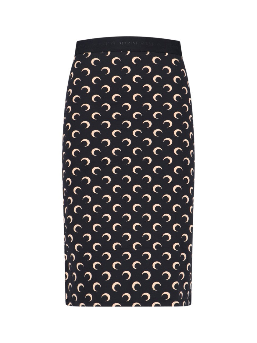 Marine Serre Midi Skirt With Laser-Printed Moon Logo