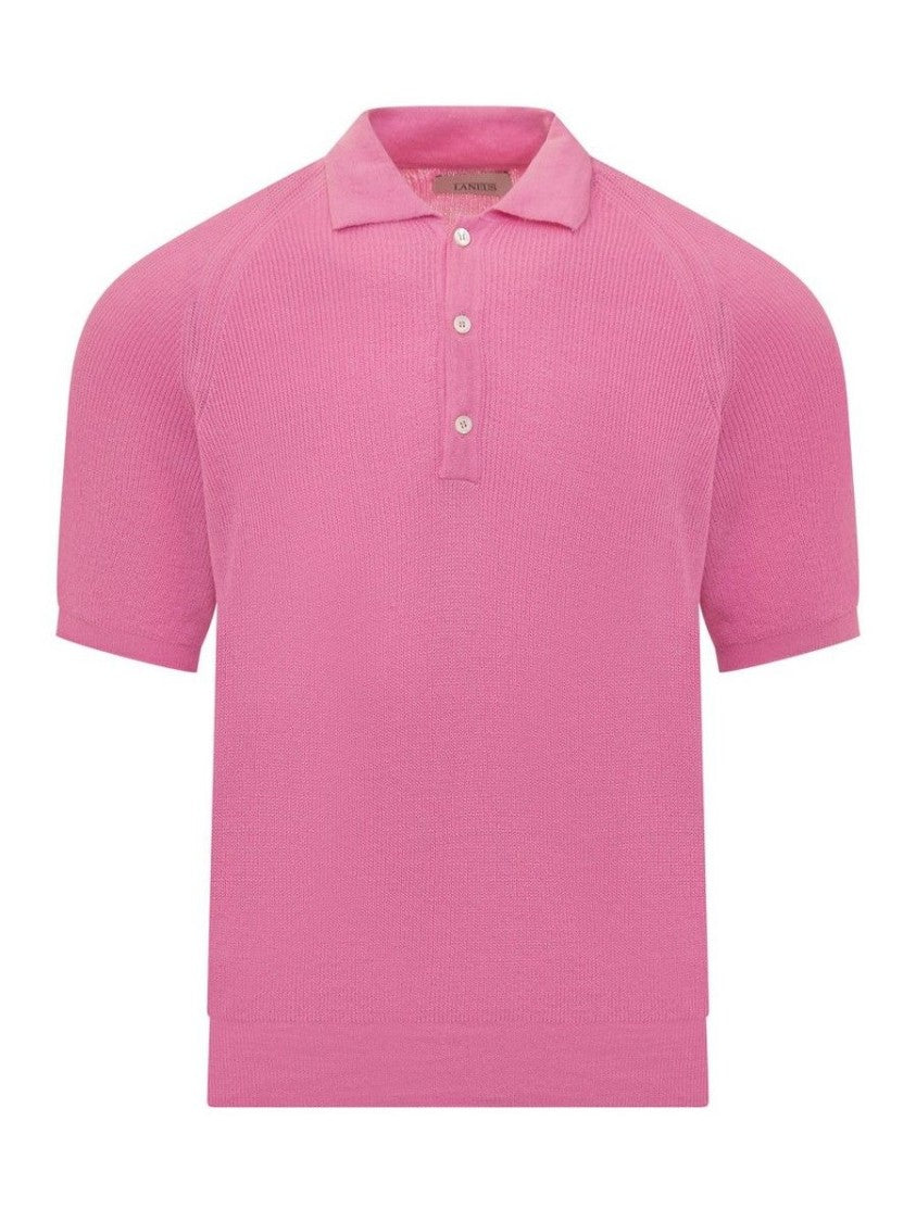 Laneus Textured Knit Polo Shirt Classic Collar