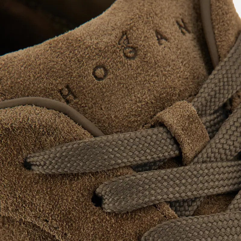 Hogan Beige Dark Calfskin Low-Top Sneakers