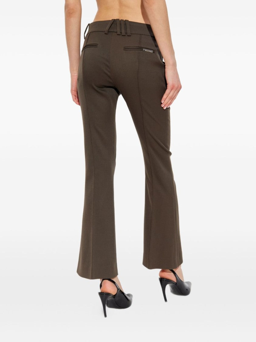 The Attico Tailored Brown Trousers With Slightly Flared Silhouette