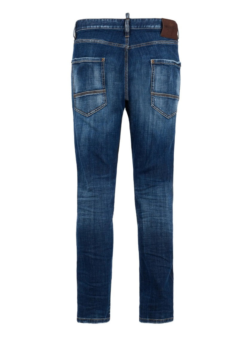 Dsquared2 Slim Tapered Medium Blue Distressed Jeans