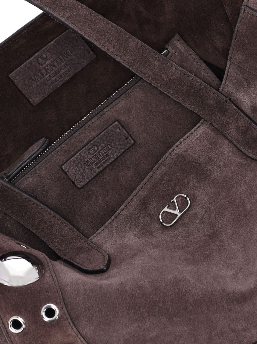 Valentino Garavani Structured Brown Handbag With Subtle Detailing