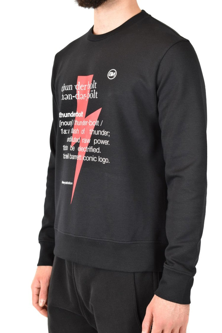 Neil Barrett Black Sweatshirt With Bold Lightning Bolt Graphic