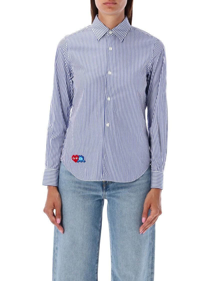 Comme Des Garçons Pixel Shirt With Striped Trim