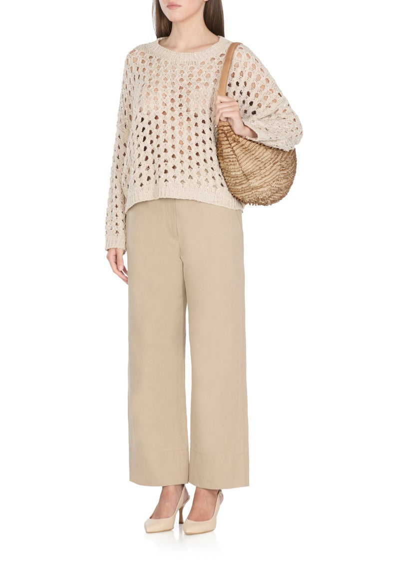 Antonelli Beige Crewneck Cotton Sweater
