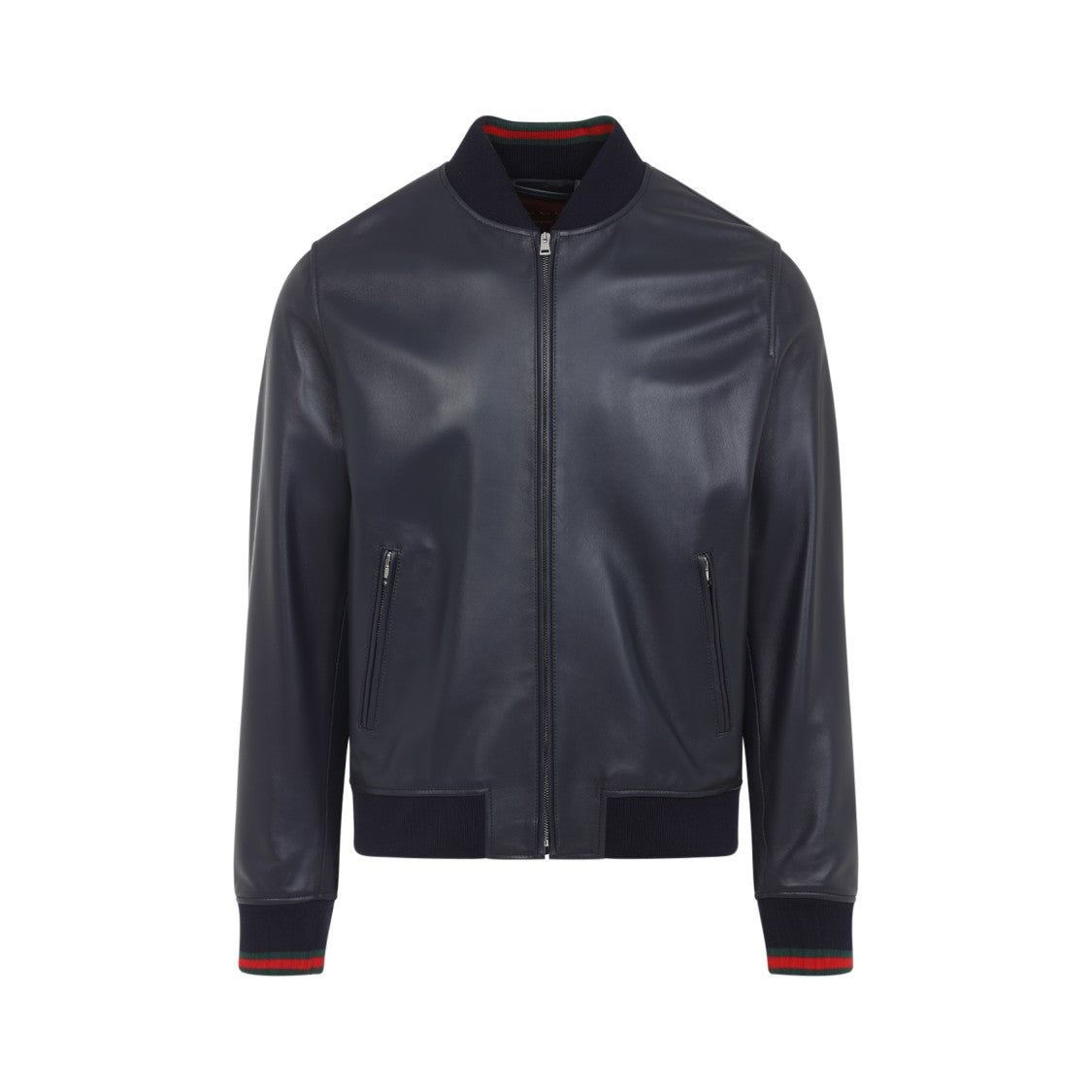 Gucci Navy Lamb Leather Bomber Jacket