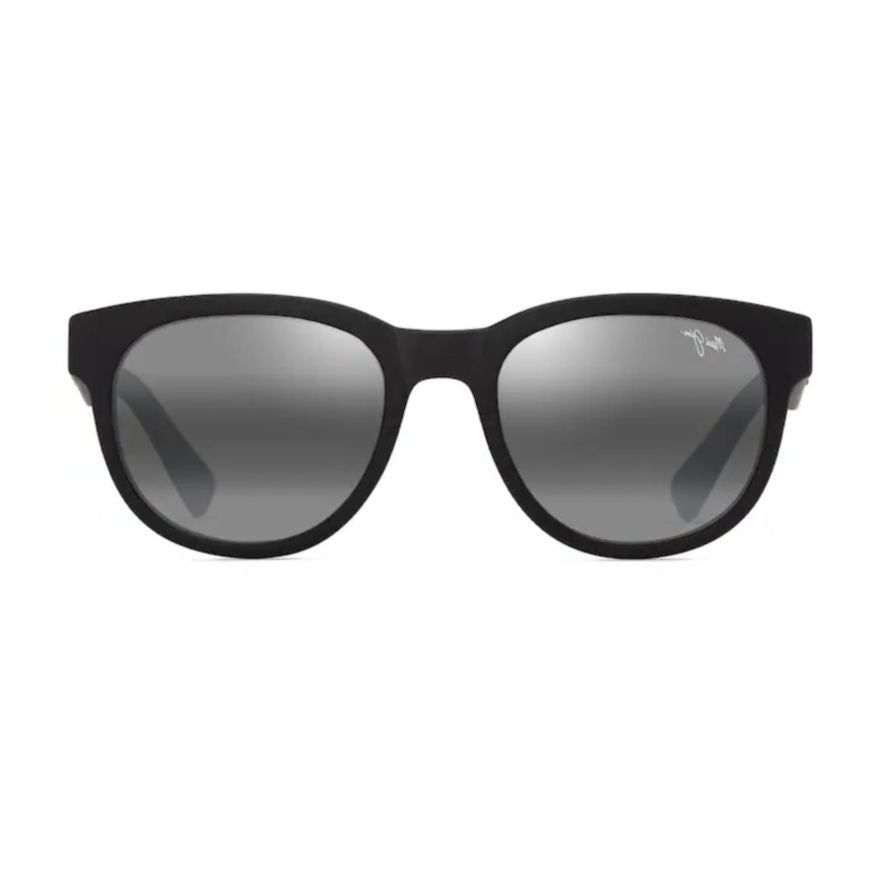 Maui Jim Maoli Matte Black Rounded Frame Sunglasses With Gradient Grey Lenses