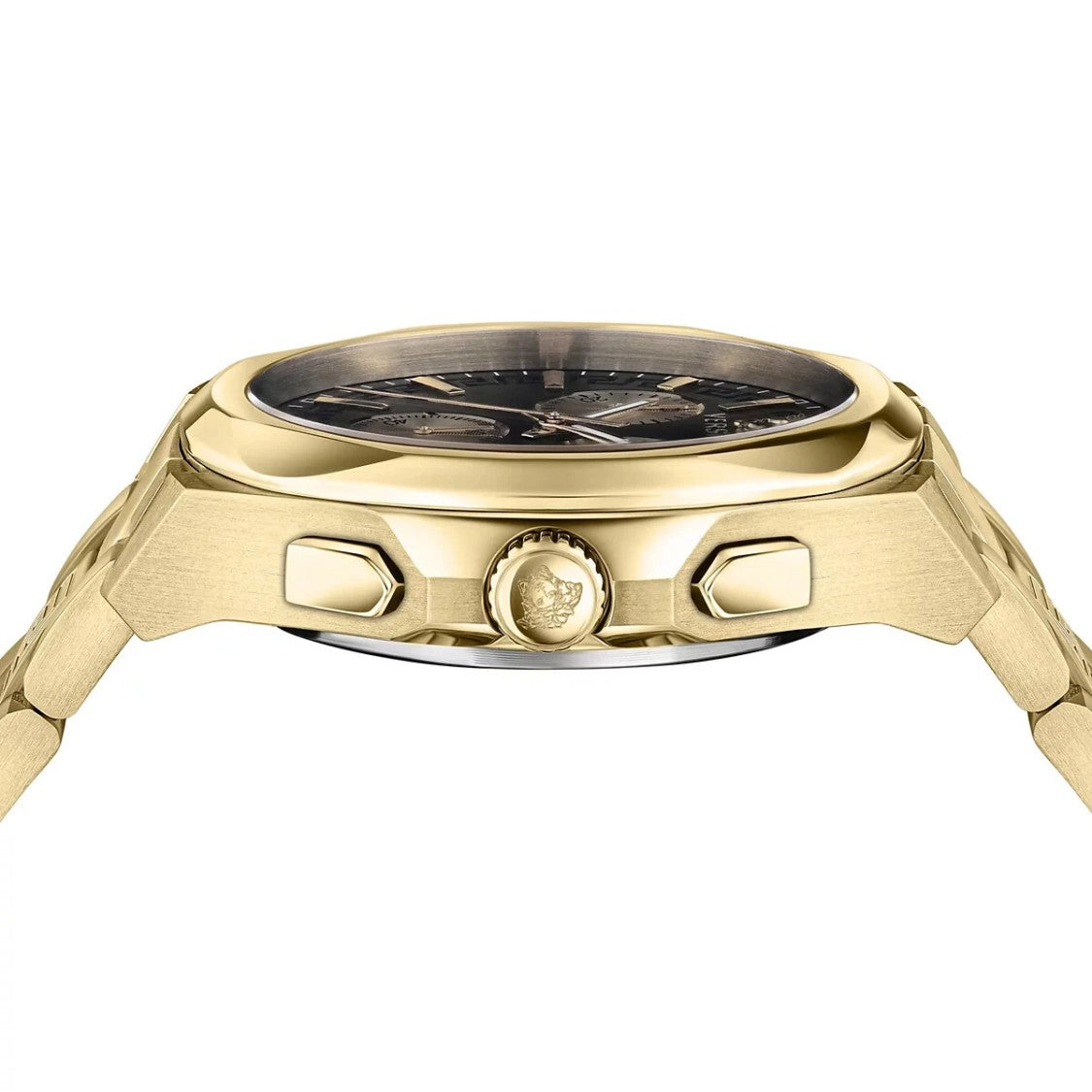 Versace Chronograph Timepiece With Gold-Tone Stainless Steel Case And Black Dial