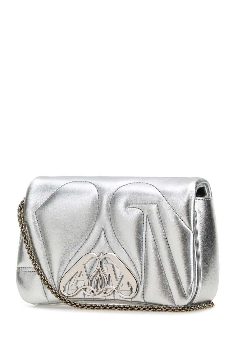Alexander Mcqueen Silver Leather Mini Seal Clutch