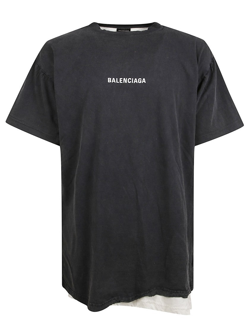 Balenciaga Layered Effect Black Jersey T-Shirt