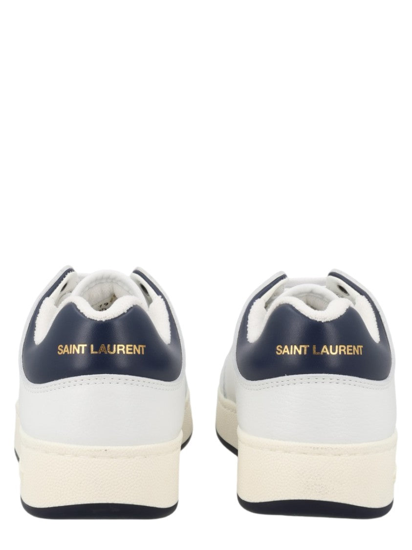 Saint Laurent Low-Top Leather Sneakers With Gold Branding And Contrasting Heel Tab