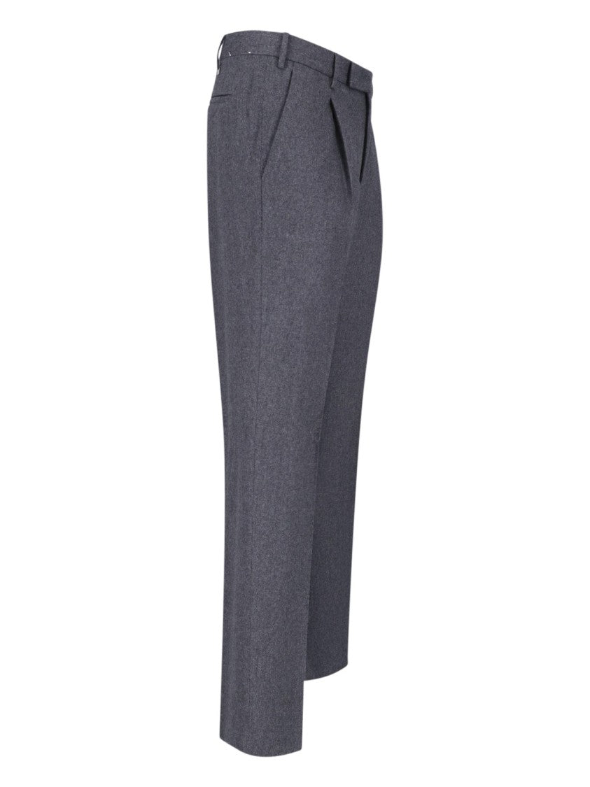 Pt Torino Grey Straight-Leg Virgin Wool-Cashmere Trousers