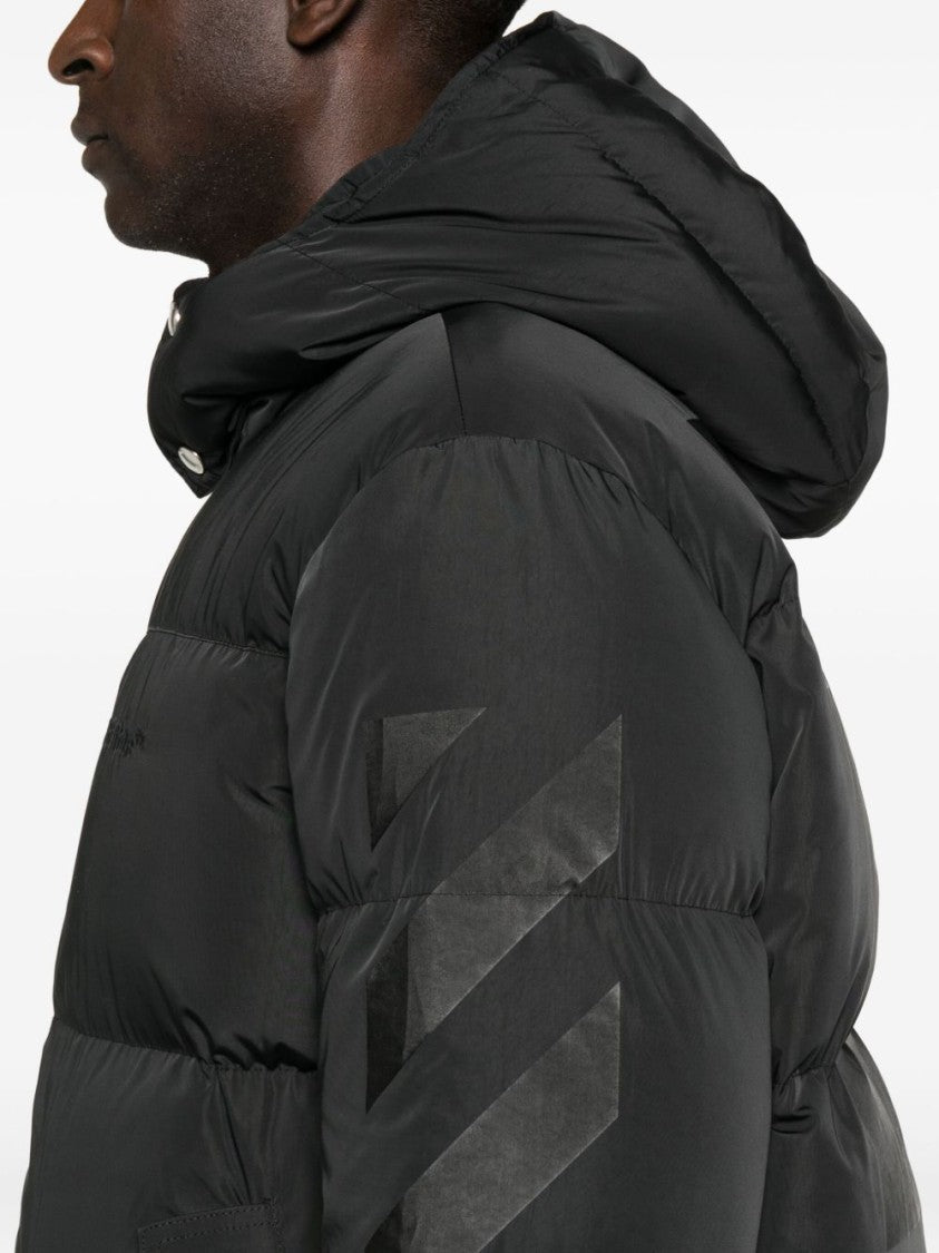 Off-White Boxy Black Puffer Jacket With Hood