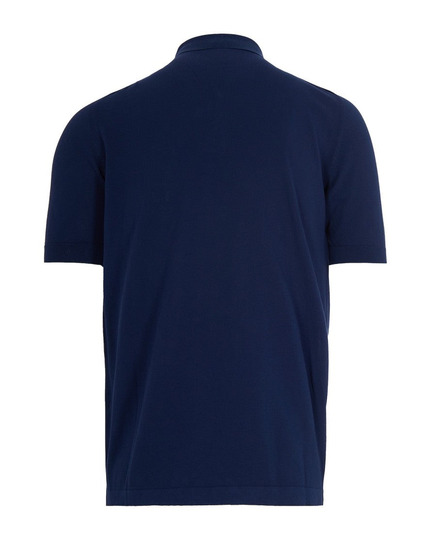 Eleventy Navy Blue Cotton Polo Shirt