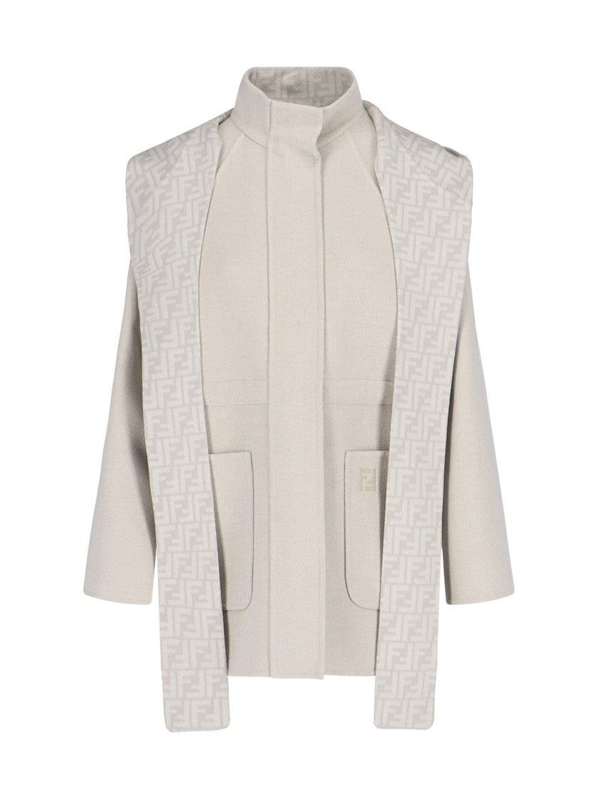 Fendi High-Neck Blouson Jacket – Beige