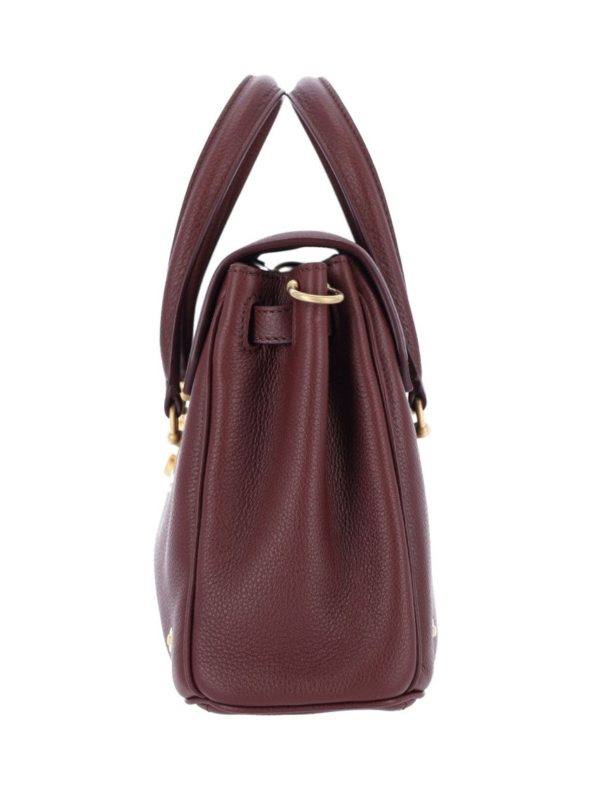Thom Browne Bolton Bordeaux Leather Studded Small Tote Bag