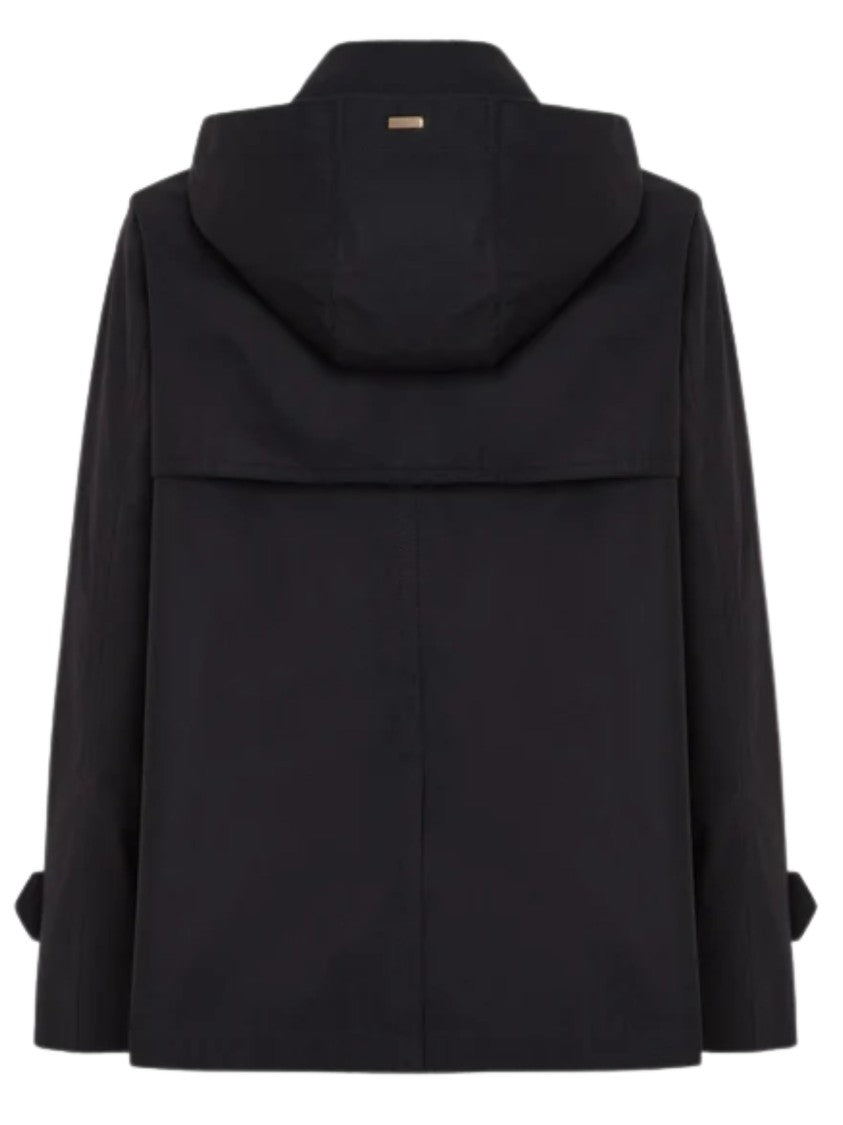 Herno Blue Removable Hood Cotton Peacoat