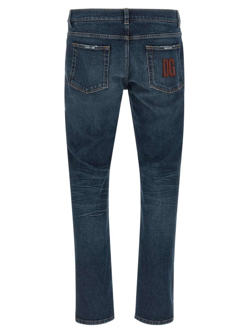 Dolce & Gabbana Used-Effect Stone Washed Denim Jeans